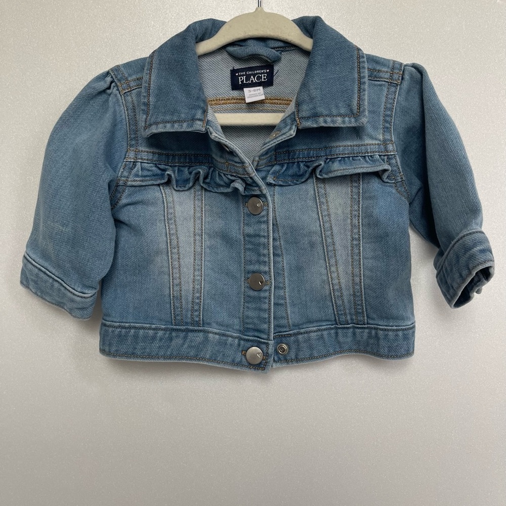 The Children's Place Blue Denim Baby Jean Jacket Snap Button Front size 0-3M